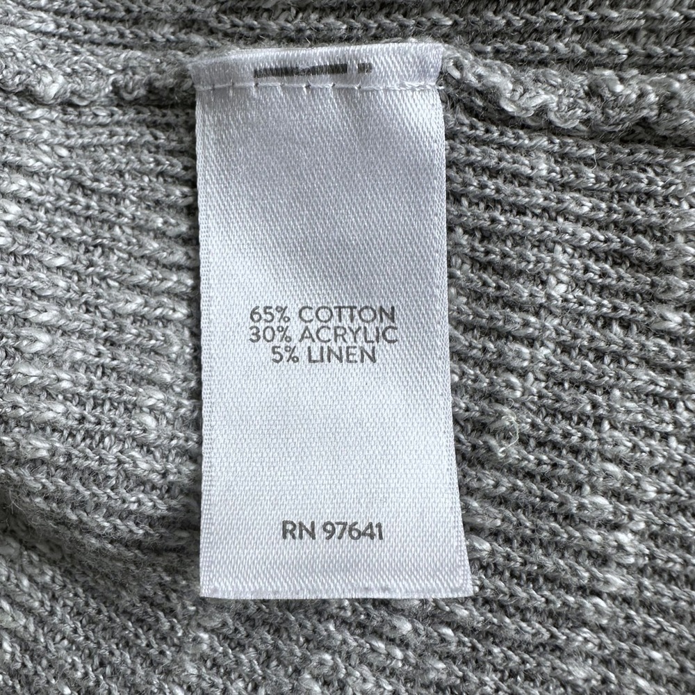 J. Jill Womens Grey Marled Cotton Linen Blend Open Front Knit Cardigan Sz M Cozy - Picture 5 of 9
